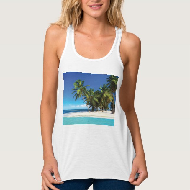 Exotic beach throw pillow singlet (Front)