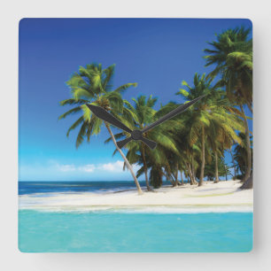 Exotic beach throw pillow square wall clock