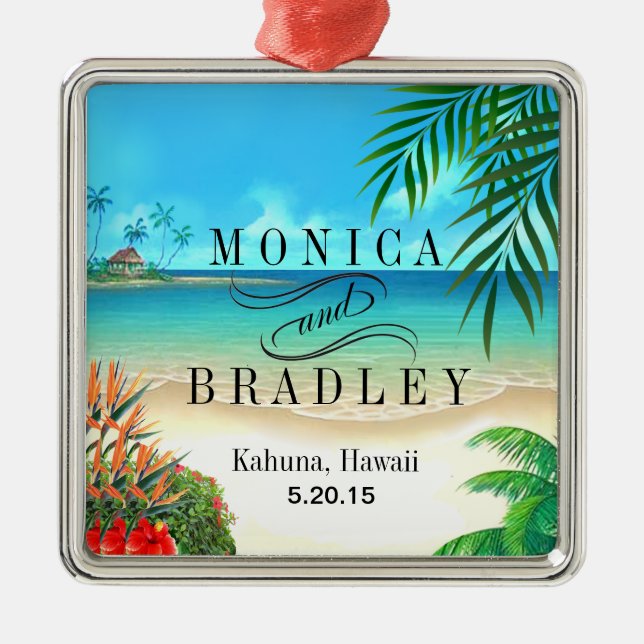 Exotic Beach Tropical Destination Wedding Metal Tree Decoration (Front)