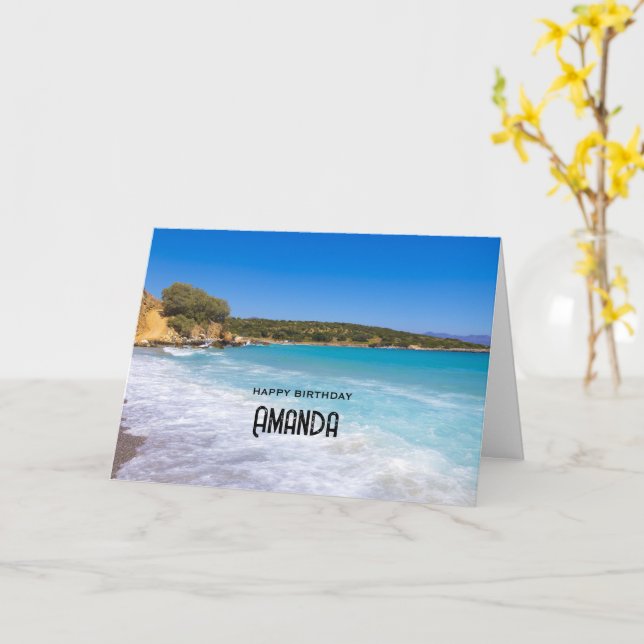 Exotic Beach Tropical Island Paradise Birthday Card (Yellow Flower)