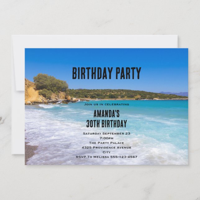 Exotic Beach Tropical Island Paradise Birthday Invitation (Front)