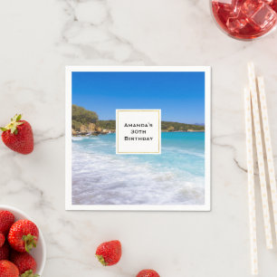 Exotic Beach Tropical Island Paradise Birthday Napkin