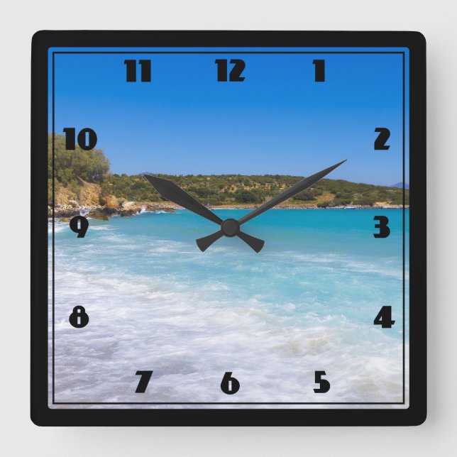Exotic Beach Tropical Island Paradise Square Wall Clock (Front)