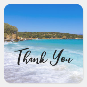 Exotic Beach Tropical Island Paradise Thank You Square Sticker