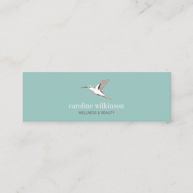 Exotic bird illustration elegant minimal mint card (Front)