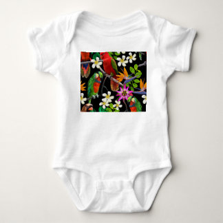 Exotic Birds Beautiful Flowers Pattern Baby Bodysuit