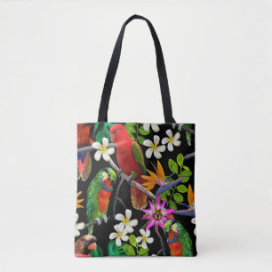 Exotic Birds Beautiful Flowers Pattern Tote Bag