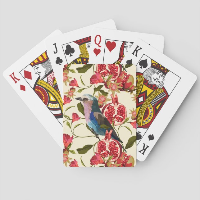 Exotic birds, flowers, pomegranate. playing cards (Back)