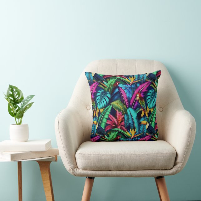 Exotic Birds Jungle Dreams Seamless Surface Patter Cushion (Chair)