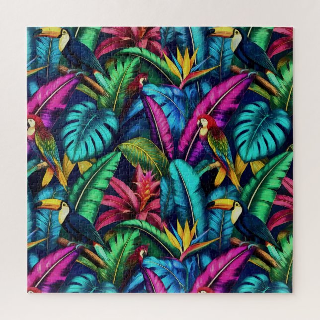 Exotic Birds Jungle Dreams Seamless Surface Patter Jigsaw Puzzle (Vertical)