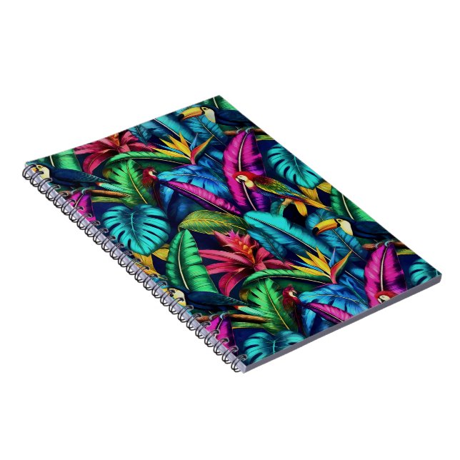 Exotic Birds Jungle Dreams Seamless Surface Patter Notebook (Right Side)