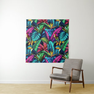 Exotic Birds Jungle Dreams Seamless Surface Patter Tapestry