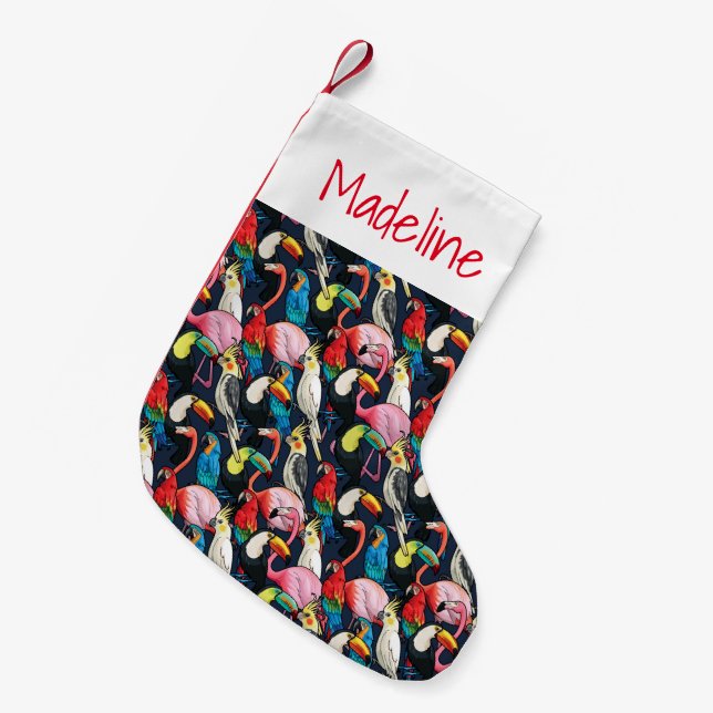 Exotic Birds | Monogram Small Christmas Stocking (Front (Hanging))