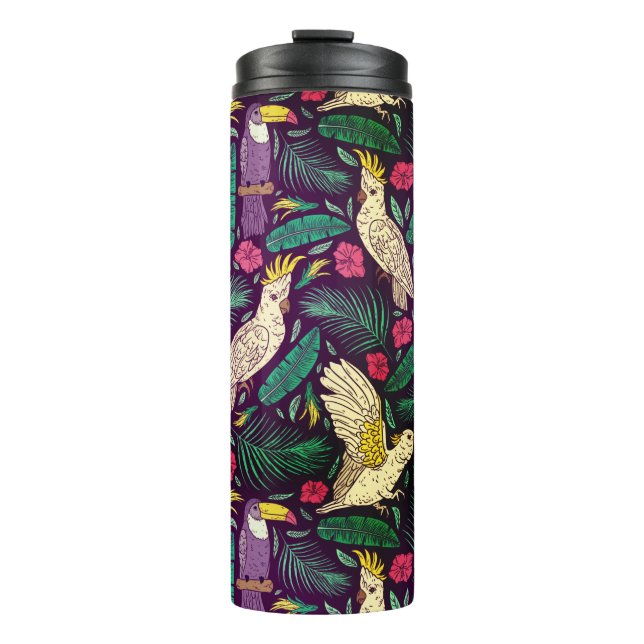 Exotic birds of paradise pattern   thermal tumbler (Front)