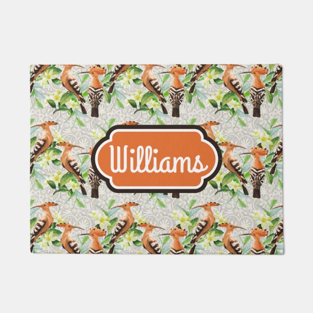 Exotic Birds On Lace | Add Your Name Doormat (Front)