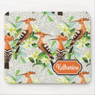 Exotic Birds On Lace Add Your Name Mouse Pad