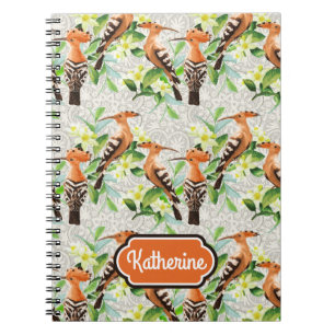 Exotic Birds On Lace   Add Your Name Spiral Notebook