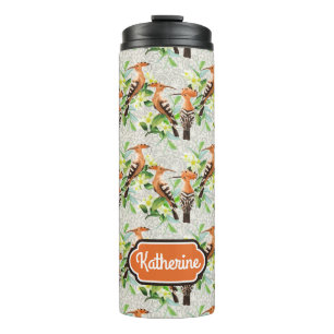 Exotic Birds On Lace Add Your Name Thermal Tumbler