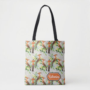 Exotic Birds On Lace Add Your Name Tote Bag
