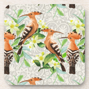Exotic Birds On Lace Coaster