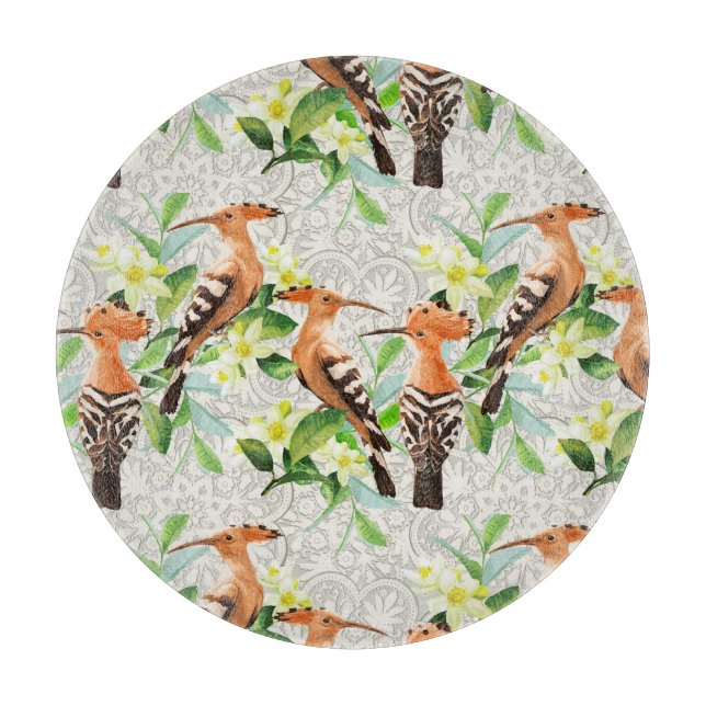 Exotic Birds On Lace Cutting Board (Front)