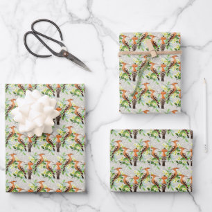 Exotic Birds On Lace Wrapping Paper Sheet