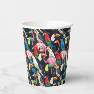 Exotic birds paper cups
