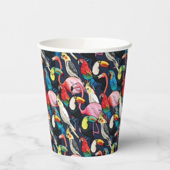 Exotic birds paper cups (Left)
