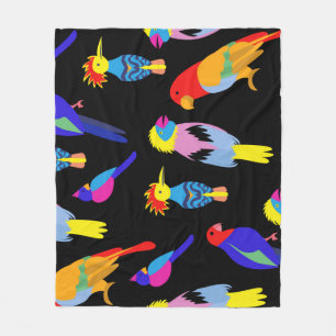Exotic Birds Paradise Toucan Pattern Fleece Blanket