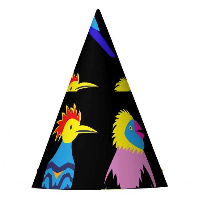 Exotic Birds Paradise Toucan Pattern Party Hat (Front)