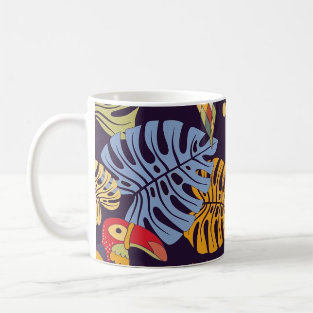 Exotic Birds Plants Colourful Pattern Coffee Mug (Left)