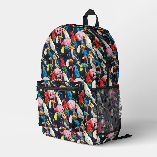 Exotic Birds Printed Backpack (Back Corner Right)