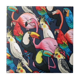 Exotic birds tile
