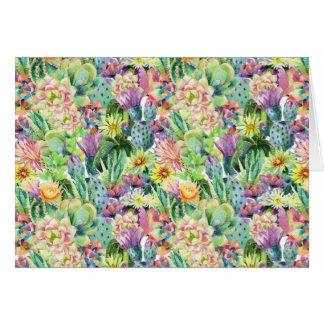 Exotic Blooming Watercolor Cacti Pattern