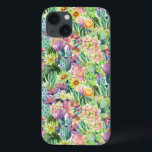 Exotic Blooming Watercolor Cacti Pattern iPhone 13 Case<br><div class="desc">Exotic watercolor blooming cacti with flowers pattern.  | © and ® Bigstock® - All Rights Reserved.</div>