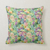 Exotic Blooming Watercolor Cacti Pattern