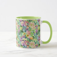 Exotic Blooming Watercolor Cacti Pattern