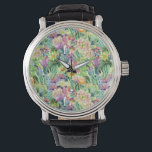 Exotic Blooming Watercolor Cacti Pattern Watch<br><div class="desc">Exotic watercolor blooming cacti with flowers pattern.  | © and ® Bigstock® - All Rights Reserved.</div>