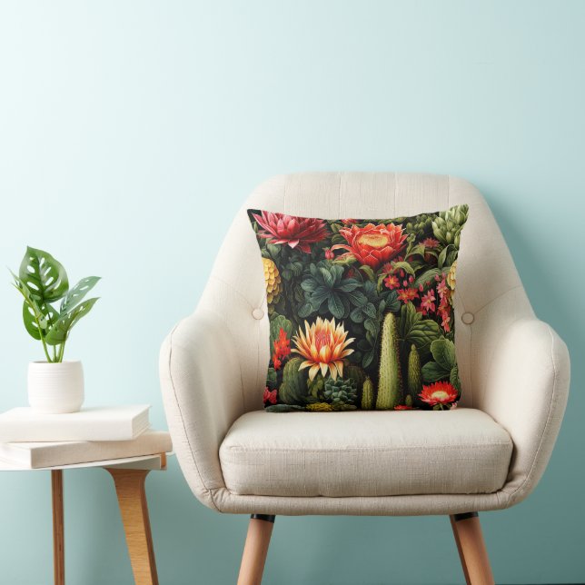 Exotic Blooms and Cactus Fusion Cushion (Chair)
