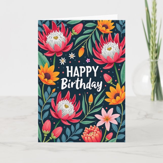 Exotic Blossom Birthday Card (Front)