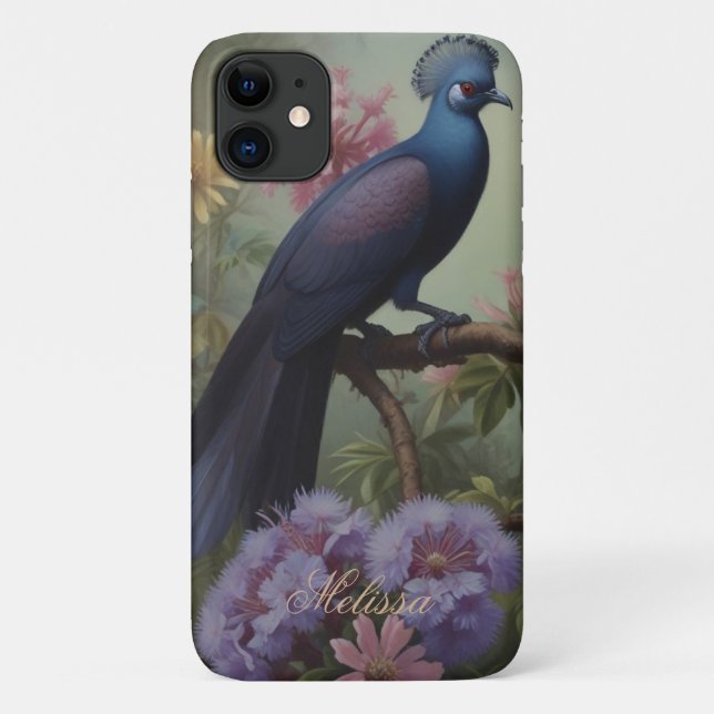 Exotic Blue Bird Script Personalise  Case-Mate iPhone Case (Back)