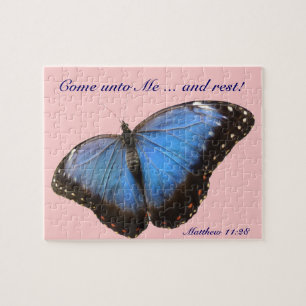 Exotic blue butterfly jigsaw puzzle