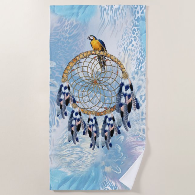 Exotic Blue Dream Catcher Beach Towel (Front)