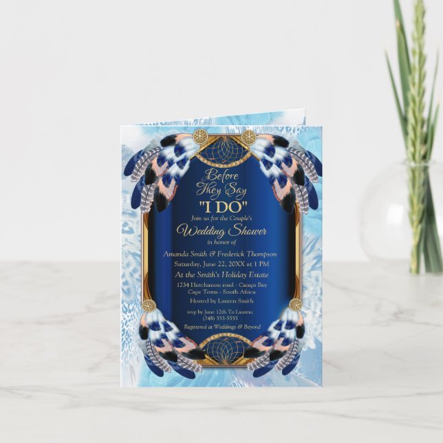 Exotic Blue Dream Catcher Couple Shower Invitation (Front)