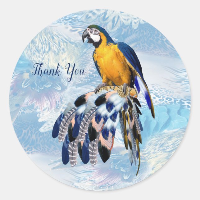 Exotic Blue Dream Catcher Stationary Classic Round Sticker (Front)
