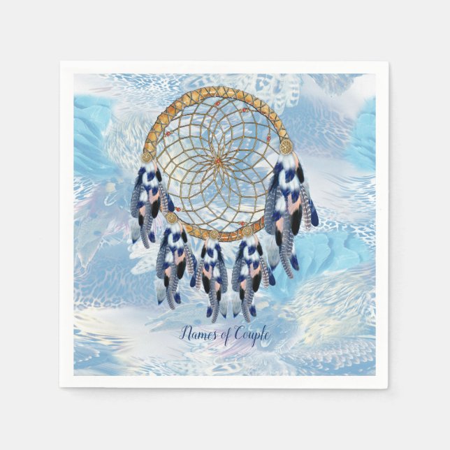 Exotic Blue Dream Catcher Wedding Decor Napkin (Front)