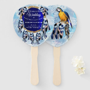 Exotic Blue Dream Catcher Wedding Hand Fan