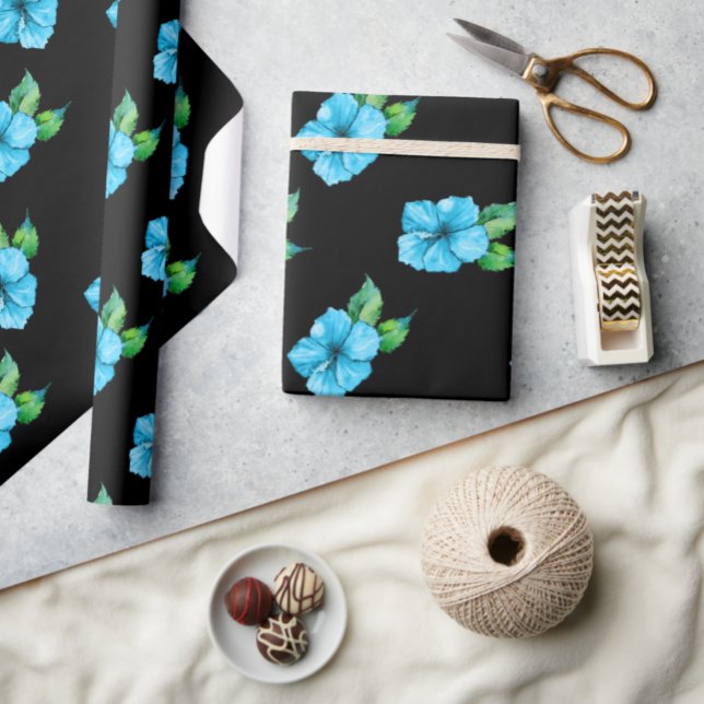 Exotic Blue Hibscus Wrapping Paper (Creator Uploaded)