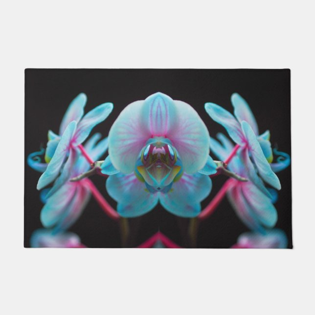 Exotic Blue Orchid Reflection Doormat (Front)