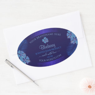 Exotic Blue Product Labels Teal Hawaiian Flowers
